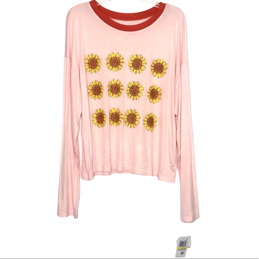Sunflower Pink Long Sleeve Graphic Tee Shirt - Picture 1 of 6